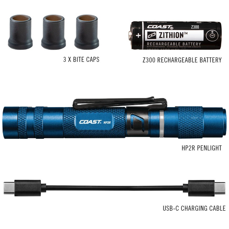 280 Lumen Rechargeable Penlight with Twist Focus - Blue