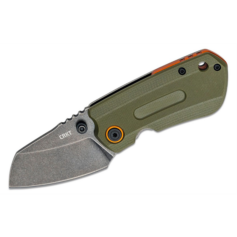 Overland Compact D2 Stonewash Plain Blade Folding Knife with Frame Lock G10 Ha