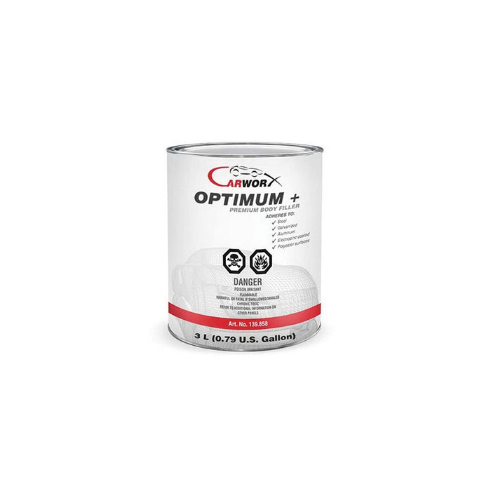 Carworx 139.858 Optimum + Premium Body Filler, 3 L, White/Gray, Paste