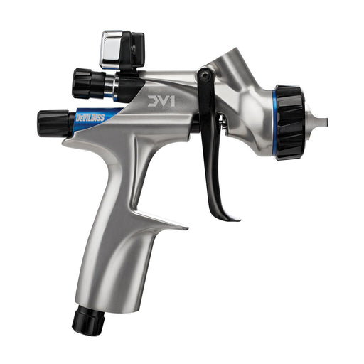 DeVilbiss 704504 DV1-B PLUS HVLP Uncupped Basecoat Spray Gun, 1.2, 1.3, 1.4 mm Nozzle, HVLP Uncupped