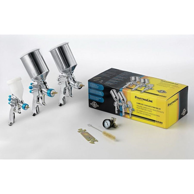 StartingLine 802789 3-Gun Painting Kit, 1.3, 1.8, 1 mm Nozzle, 600, 130 cc Capacity