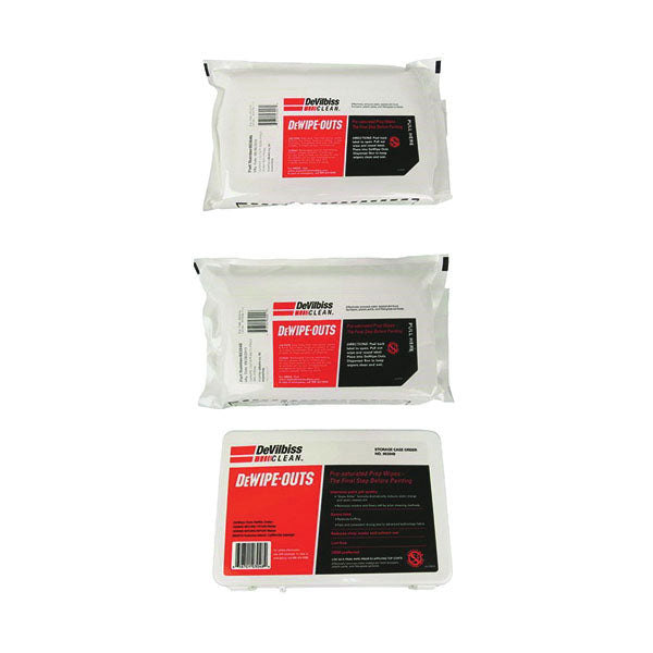 DeVilbiss DeWipe-Outs 803045 Pre-Saturated Normal Climate Prep Wipe, 11 x 17 in, White, Pouch