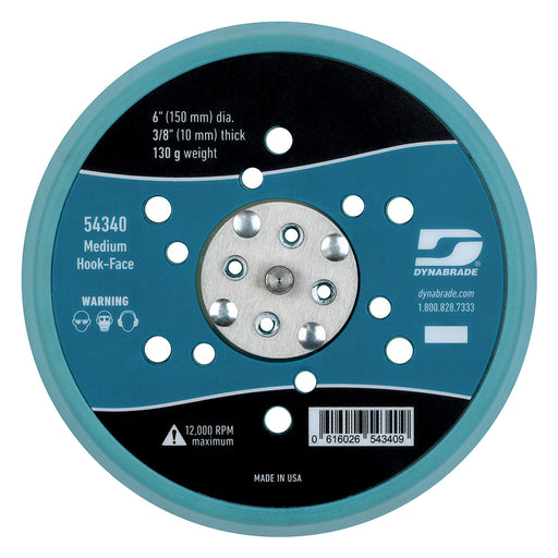 Dynabrade 6" (152 mm) Dia. Vacuum Disc Pad, Multi-Hole, Hook-Face, Short Nap