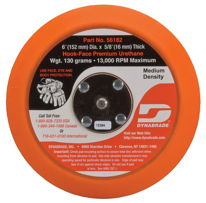 6IN.(152 mm) Dia. Non-Vacuum Disc Pad, Hook-Face Short Nap