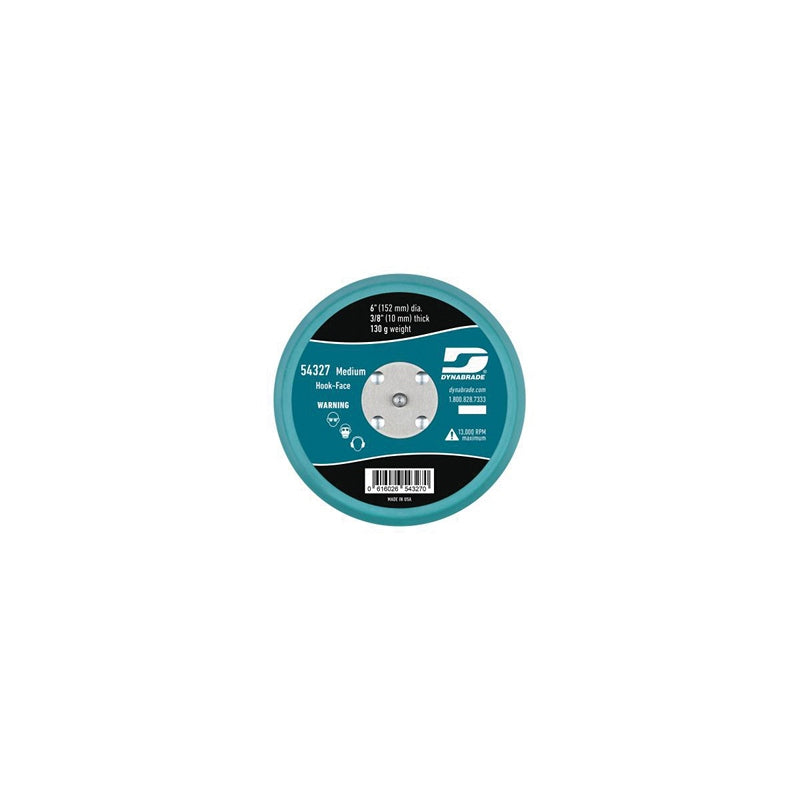 Dynabrade 54327 Non-Vacuum Short Nap Disc Backing Pad, 6 in Dia, 5/16-24 Arbor/Shank, Urethane, Hook