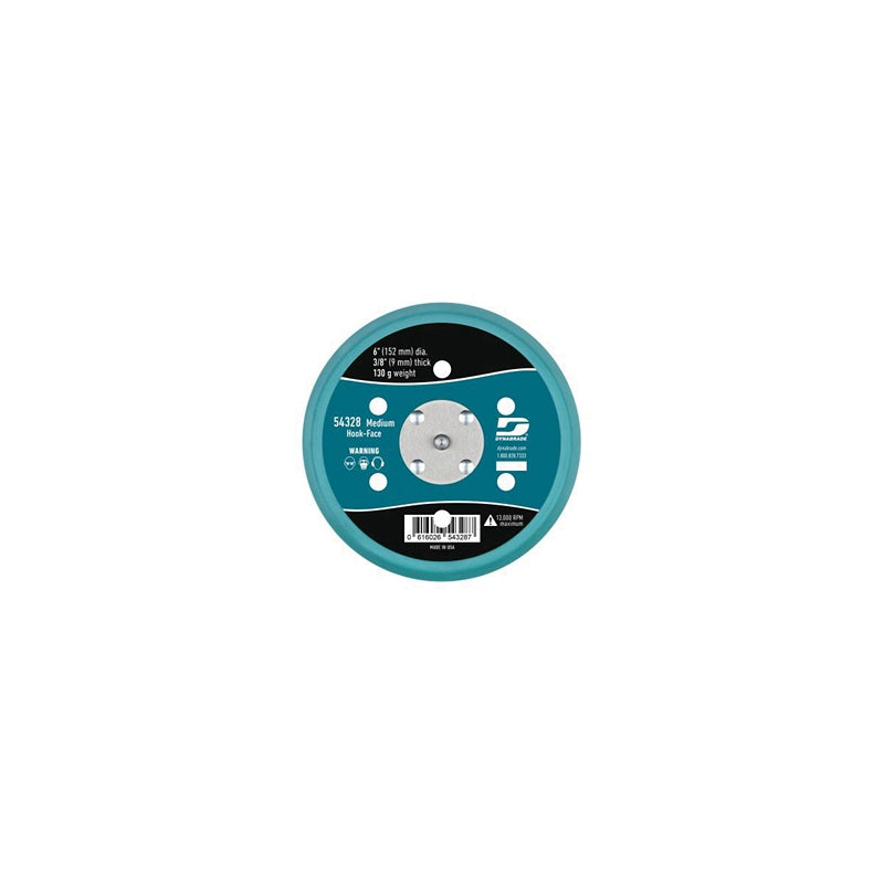Dynabrade 54328 Vacuum Short Nap Disc Backing Pad, 6 in Dia, 5/16-24 Arbor/Shank, Urethane, Hook Att