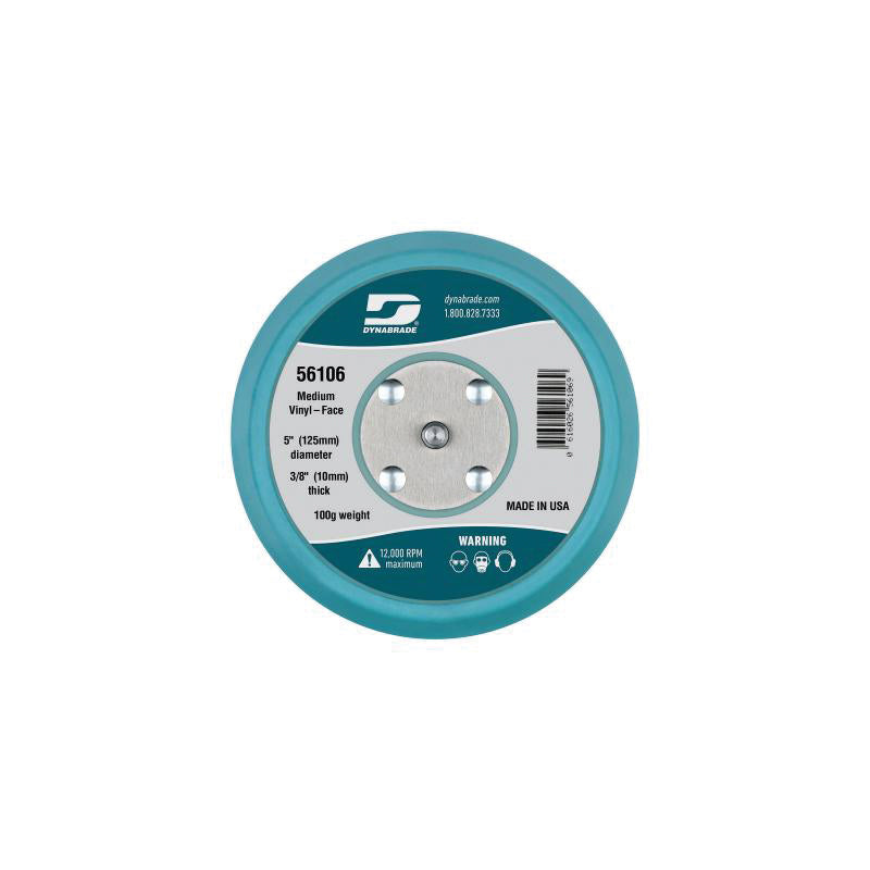 Dynabrade 56106 Non-Vacuum Low Profile Disc Backing Pad, 5 in Dia, 5/16-24 Arbor, Urethane/Vinyl, PS