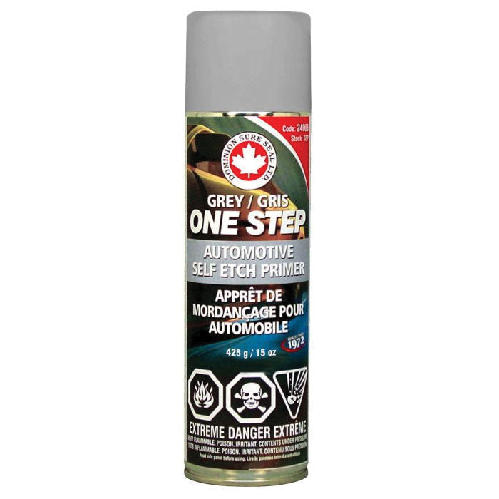 DOMINION SURE SEAL One Step 24008 High Build Self-Etch Primer, 425 g Aerosol Can, Grey