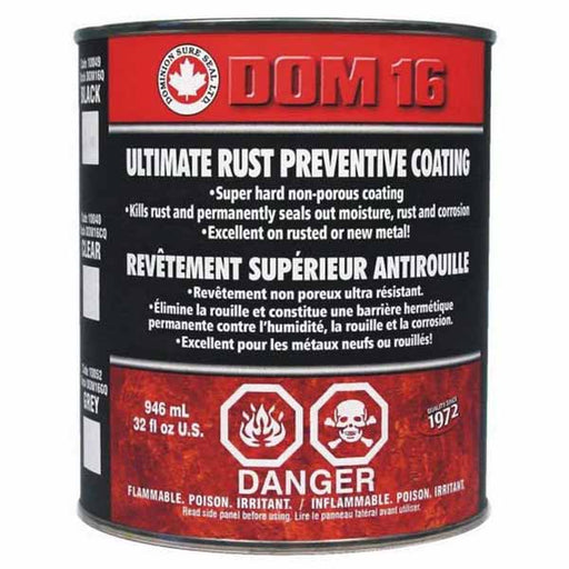Dominion Sure Seal SURE SEAL DOM16Q DOM16 Series Ultimate Rust Preventative Coating, 6 qt Can, Black