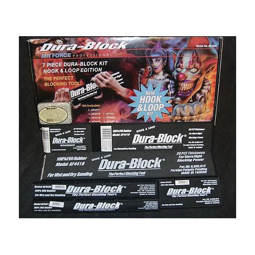 Dura-Block AF44HL Sanding Block Kit, Hook and Loop Attachment, EVA Rubber — Black