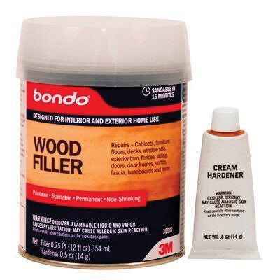 Bondo 20082 Wood Filler, 1 qt Brown Liquid, Part 20082