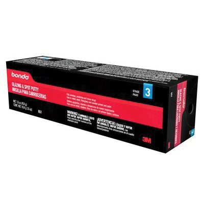 Dynatron Bondo 651 Glazing and Spot Putty, 16 oz Tube, Red, Paste