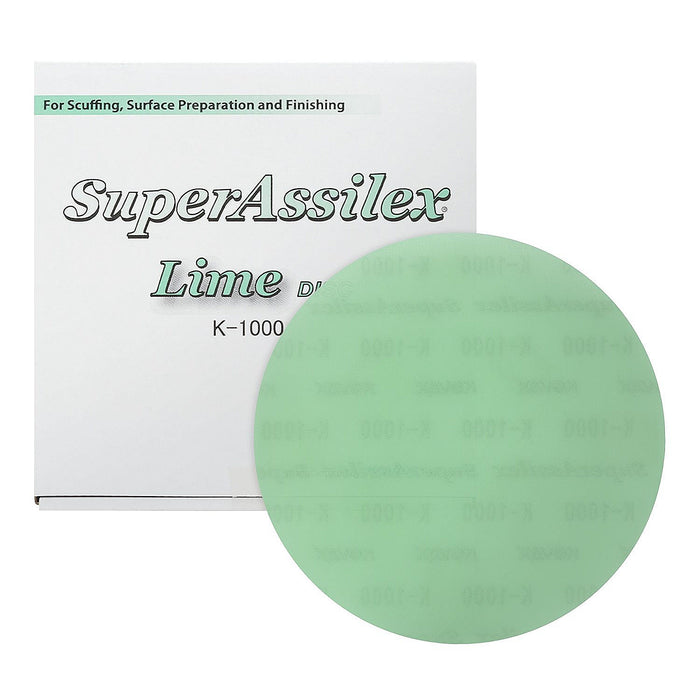 (25)Super Assilex 193-1509 Sanding Disc, 6 in Dia, K1000 Grit, Lime, No Holes