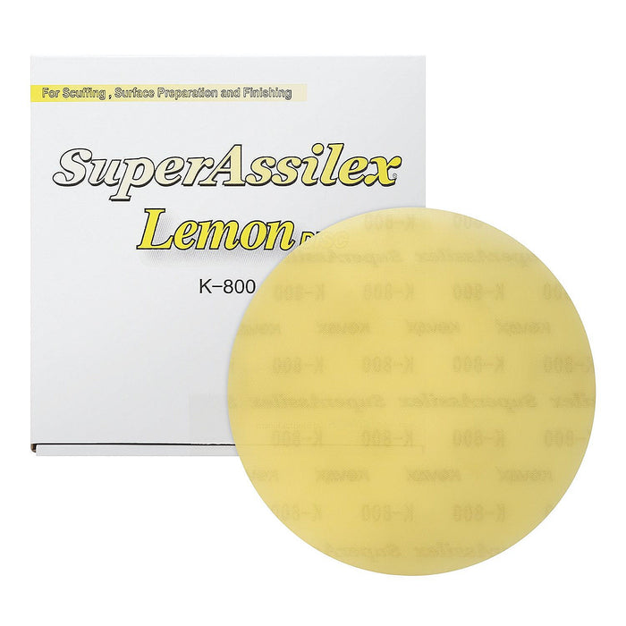 (25)Super Assilex 193-1510 Sanding Disc, 6 in Dia, K800 Grit, Lemon, No Holes