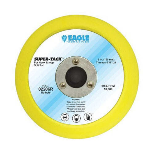 Eagle Abrasives 02206R Soft Disc Pad, 6 in, 5/16-24 Arbor/Shank, Super-Tack Attachment