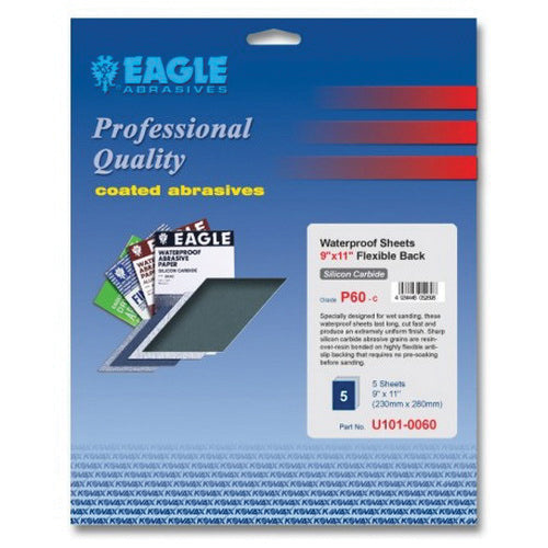 Eagle Abrasives U102-0800 Sanding Sheet, 9 in W x 11 in L, 800 Grit, P800-A Grade, Silicon Carbide