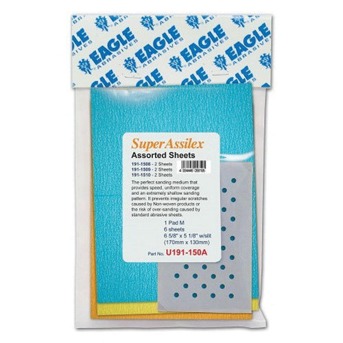 Super Assilex U191-1509 Sanding Sheet, 130 mm W x 170 mm L, 800 Grit, K-800 Grade, A