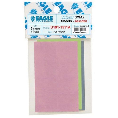 Eagle Tolecut U191-1513 Stickon Sanding Sheet, 70 mm W x 114 mm L, 1500 Grit, K-1500 Grade, Pink