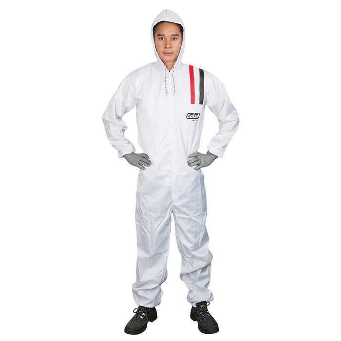 EMM Specialties Colad 510060 5100 Series Anti-Static Plain Spray Overall, 2X-Large, White, Nylon