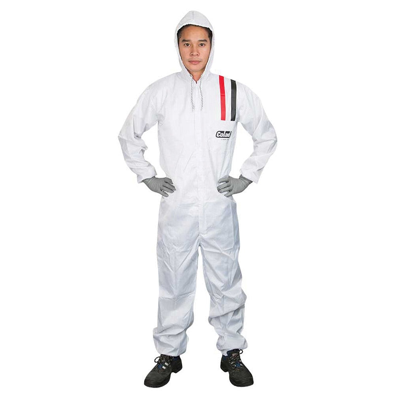 Colad 2X-Large Anti-Static White Nylon Spray Overall 510060PLAIN-USAB
