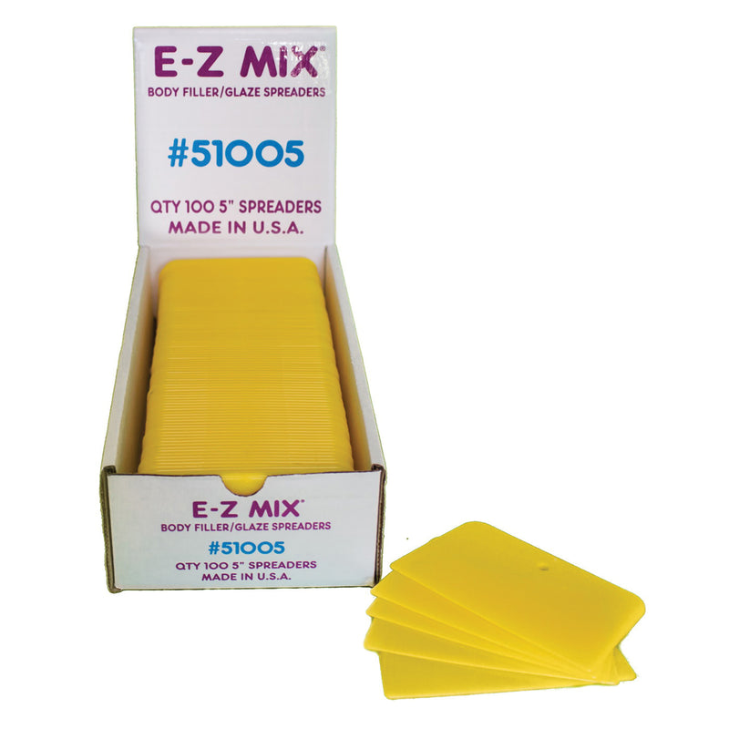 E-Z Mix 51005 Body Filler/Glaze Spreader, 5 in, Plastic, Yellow