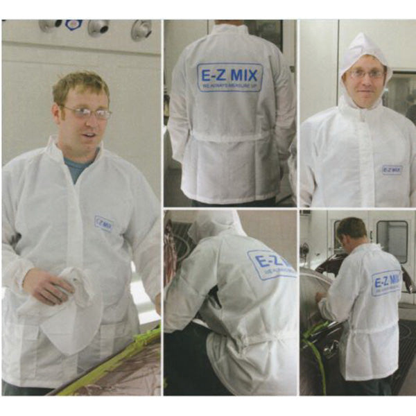 E-Z Mix 65658W Lab Coat, 3X-Large, White, Carbon Fiber Threads, Detachable Hood
