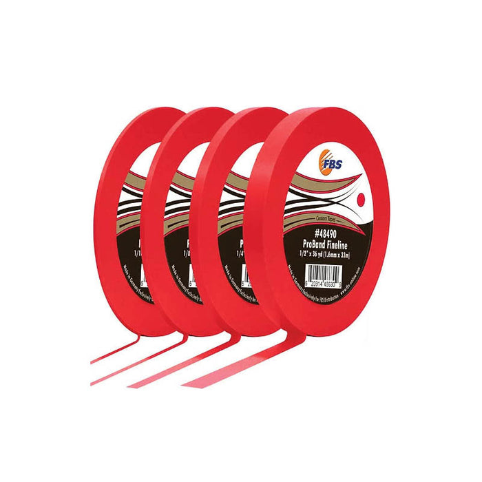 FBS ProBand 48485 Fine Line Tape, 60 yd L x 1/4 in W, Stabilized Polymer Film, Red