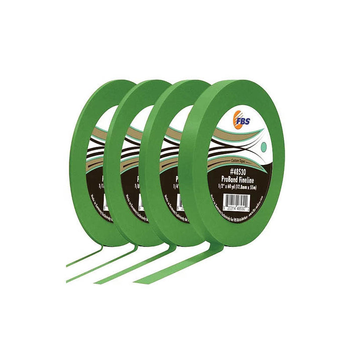 FBS ProBand 48510 Fine Line Tape, 60 yd L x 1/8 in W, Stabilized Polymer Film, Green