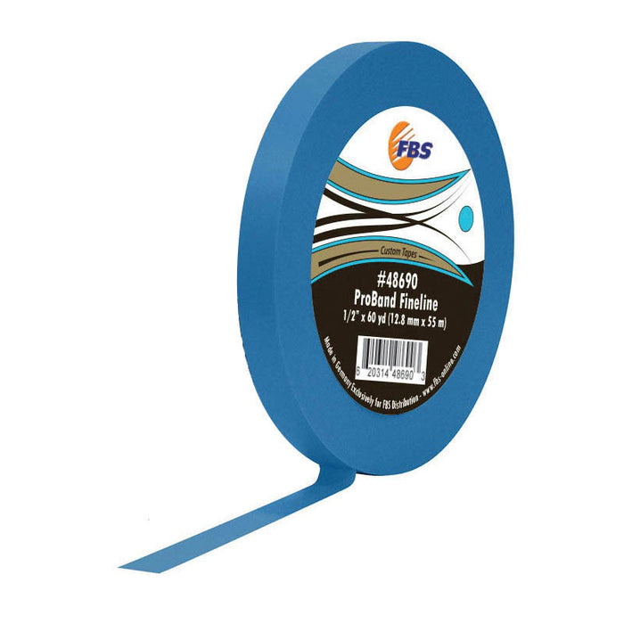 FBS ProBand 48690 Fine Line Tape, 60 yd L x 1/2 in W, Stabilized Polymer Film, Blue