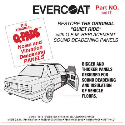 Evercoat Q-Pad 100116 Sound Deadening Panel, 12 x 12 in, Fiberglass, Black