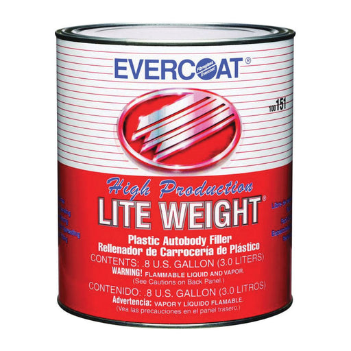 Evercoat LITE WEIGHT 100151 High Production Plastic Body Filler, 3 L Can, Gray, Paste