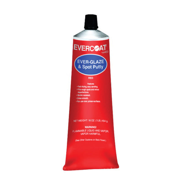 Evercoat EVER-GLAZE 100403 Spot Putty, 1 lb Tube, Red, Paste
