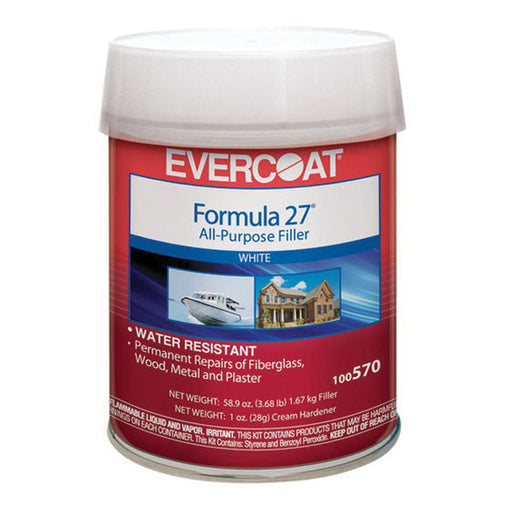 Evercoat Formula 27 100570 All-Purpose Filler, 1 qt Can, White, Heavy Paste