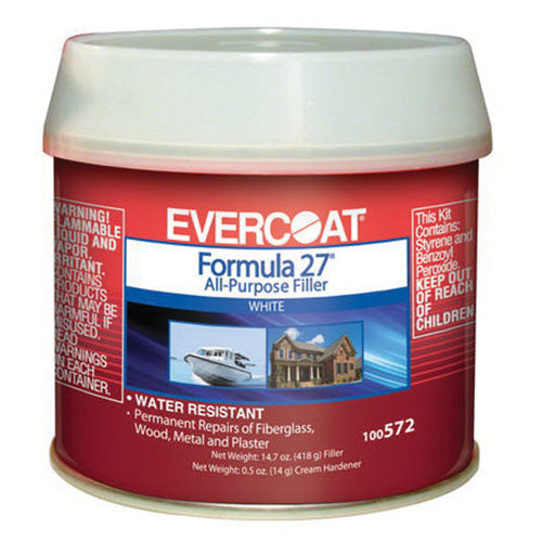 Evercoat Formula 27 100572 All-Purpose Filler, 0.5 pt Can, White, Heavy Paste