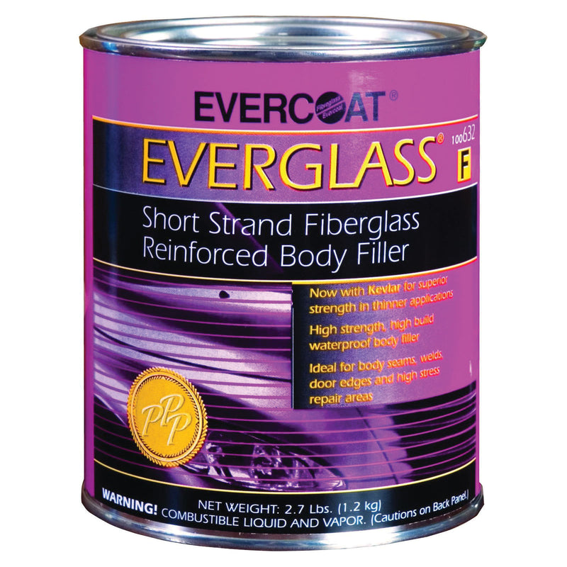 Evercoat EVERGLASS 100632 Short Strand Fiberglass Reinforced Body Filler, 1 qt Can, Blue/Green, Past