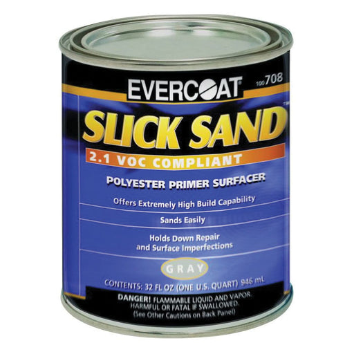 Evercoat SLICK SAND 100708 Extra High-Build Polyester Primer Surfacer, 1 qt Round Can, Gray