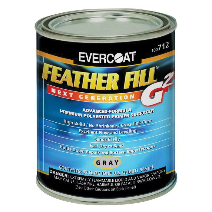 Evercoat Feather Fill G2 High-Build Polyester Primer Surfacer 712 1 Qt Gray, Includes MEKP Activator