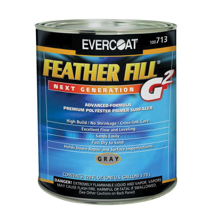 Feather Fill G2 High-Build Polyester Primer Surfacer 713 1 Gallon Gray, Includes MEKP