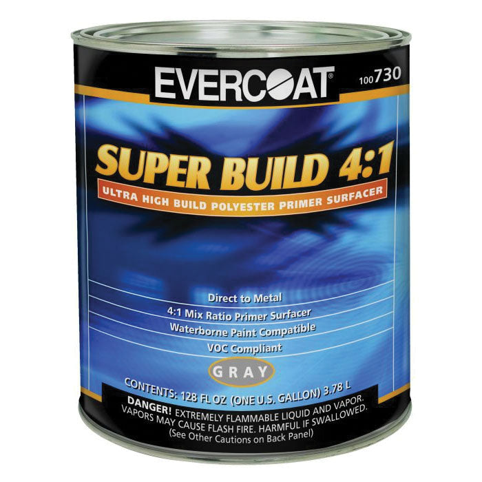 Evercoat 100730 Super Build Polyester Primer, 1 gal Round Can, Gray, 4:1 Mixing, 1200 sq-ft/gal Cove