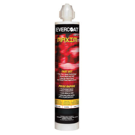 Evercoat MAXIM 100812 Fast Set Bonding Adhesive, 250 mL Cartridge, Black, Paste, 1:1 Mixing, 4 hr Cu