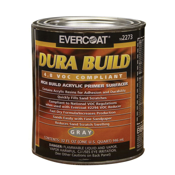 Evercoat 102273 Fast Drying Dura Build Acrylic Primer, 1 qt Round Can, Gray, 1200 sq-ft/gal Coverage