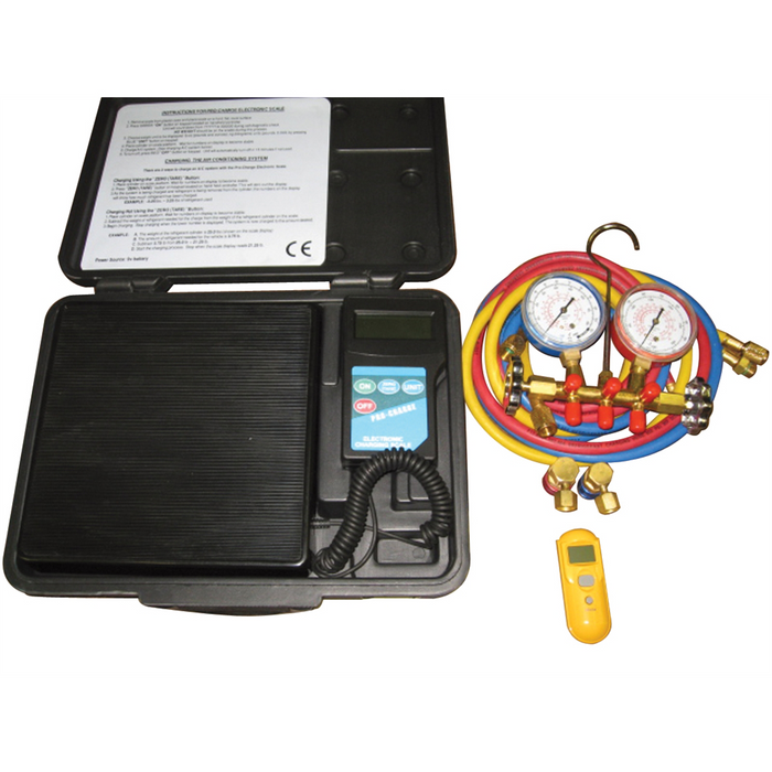 FJC Refrigerant A/C ELECTRONIC SCALE/GAUGE/THERM KIT