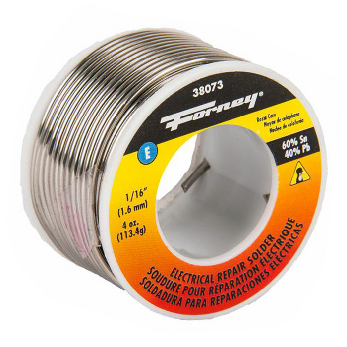 Forney Welding and Metal Working Solder, Electrical Repair, Rosin Core, 1/16 in, 4 Ounce