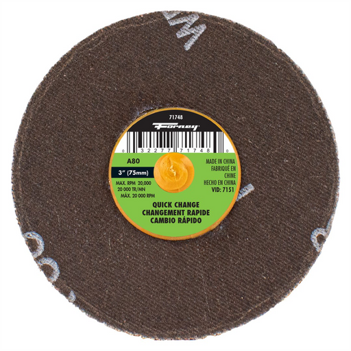 Forney Welding and Metal Working Quick Change Sanding Disc, 3 in, 80 Grit