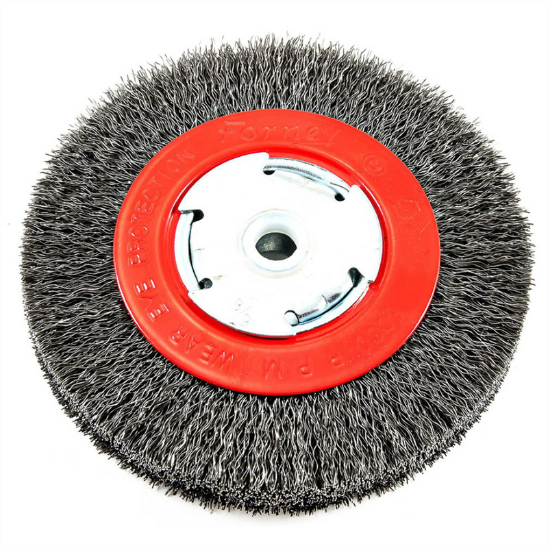Forney Welding and Metal Working Wire Wheel, Crimped, 6 in x .014 in x 1/2 in - 5/8 in Arbor