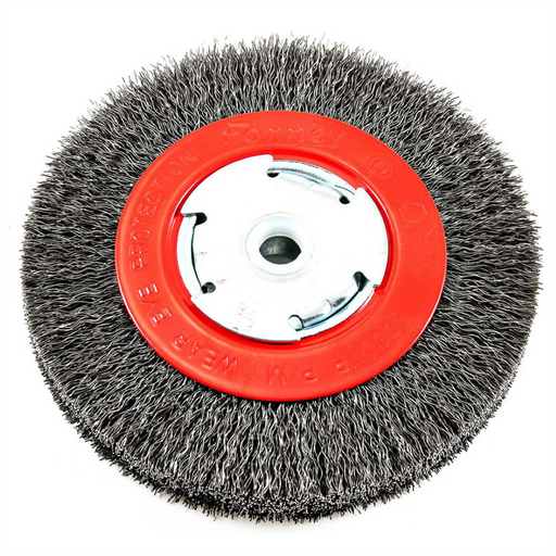 Forney Welding and Metal Working Wire Wheel, Crimped, 6 in x .014 in x 1/2 in - 5/8 in Arbor