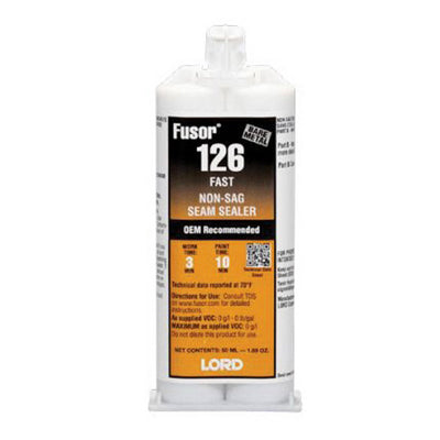 LORD Fusor Adhesives Fusor 126 Fast Non-Sag Seam Sealer, 1.7 oz Cartridge, White, Paste, 2 hr Curing