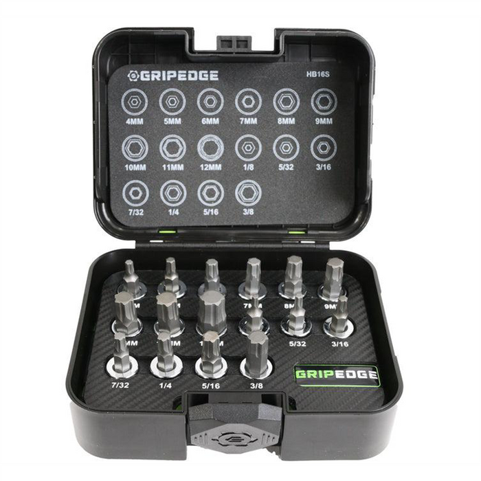 Grip Edge Tools Piece 3/8 Inch Drive Short Metric & SAE RPT Hex Driver Set