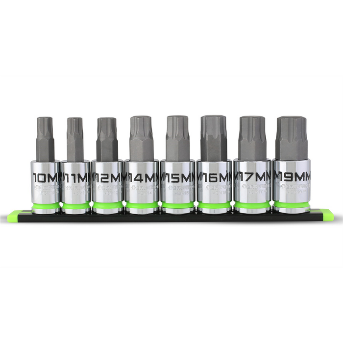 Grip Edge Tools 8-PC 1/2" Drive Metric RPT Hex bit socket set
