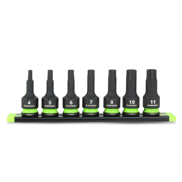 Grip Edge Tools 7-PC 3/8'' Dr Short Metric Impact RPT Hex Driver Set